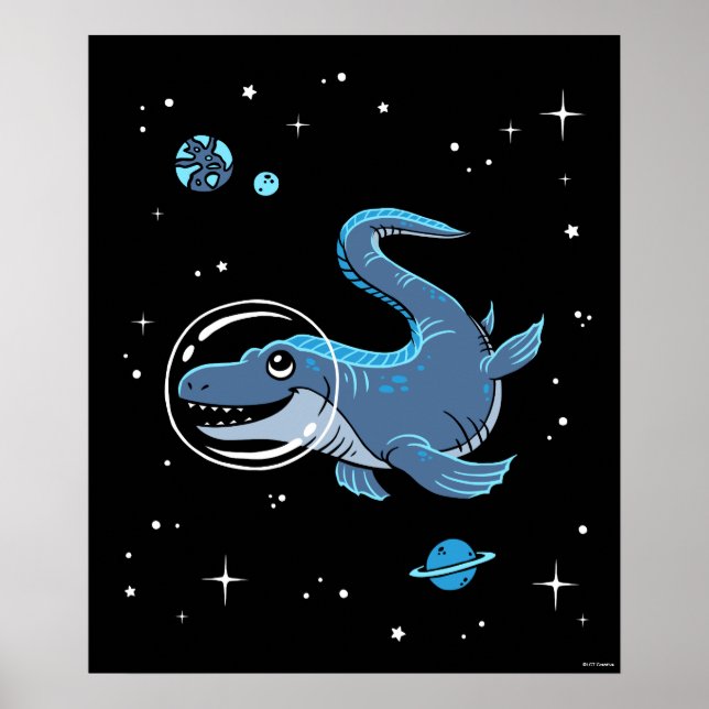 Póster Blue Tylosaurus Dinos In Space (Frente)