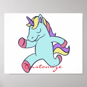 Póster Blue Unicorn Running Thunder_Cove