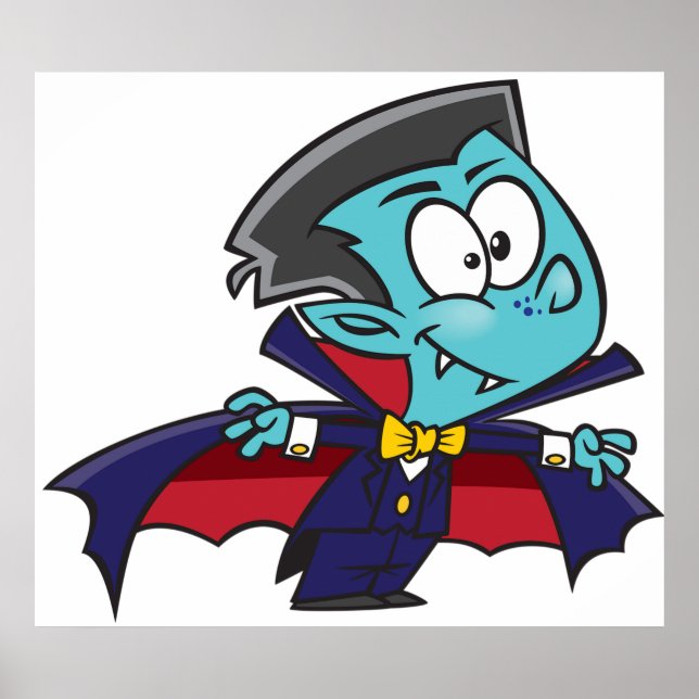 Póster Blue Vampire Boy with Cape Cute Dracula (Frente)