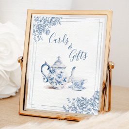 Póster Blue Victorian Garden Bridal Tea Cards and Gifts