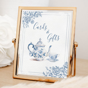 Póster Blue Victorian Garden Bridal Tea Cards and Gifts