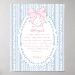 Póster Blue Vintage Fancy Floral Diaper Thoughts Baby
