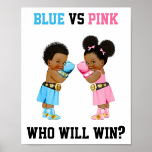 Póster Blue Vs Pink Quien Ganará El Tema De Boxeo Rescate