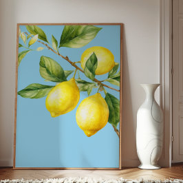 Póster Blue Watercolor Lemons