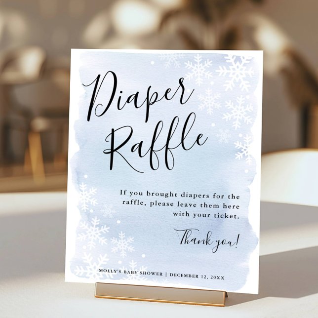Póster Blue Watercolor Snowflakes Baby Diaper Raffle (Subido por el creador)