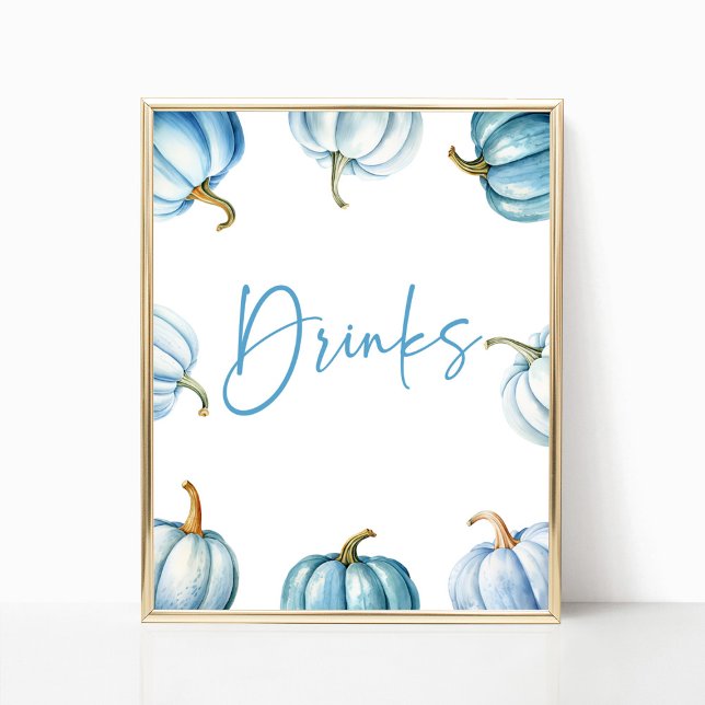 Póster Blue White Pumpkin Caer Beber Fiesta Rótulo de oto (Subido por el creador)