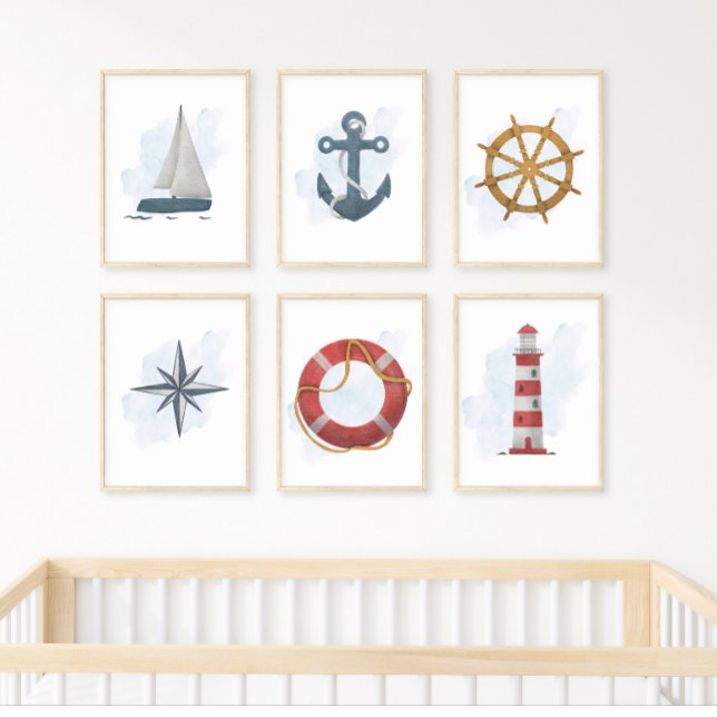 Póster Blue White Sailboat Tema del Océano Náutico (Subido por el creador)