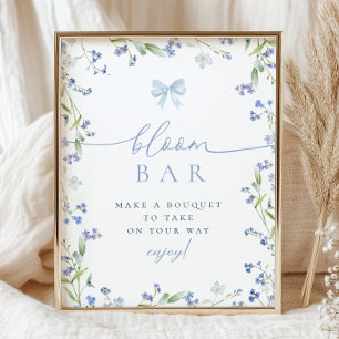 Póster Blue Wildflower Bridal Shower Bouqet Bar