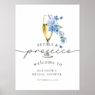 Póster Blue Wildflower Petals & Prosecco Bridal Shower