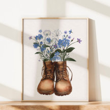 Blue Wildflower Senderismo Boots al aire libre