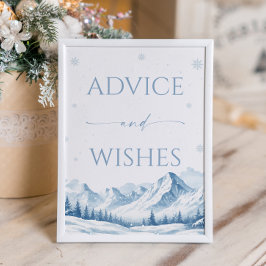 Póster Blue Winter Bridal Shower Advice and Wishes