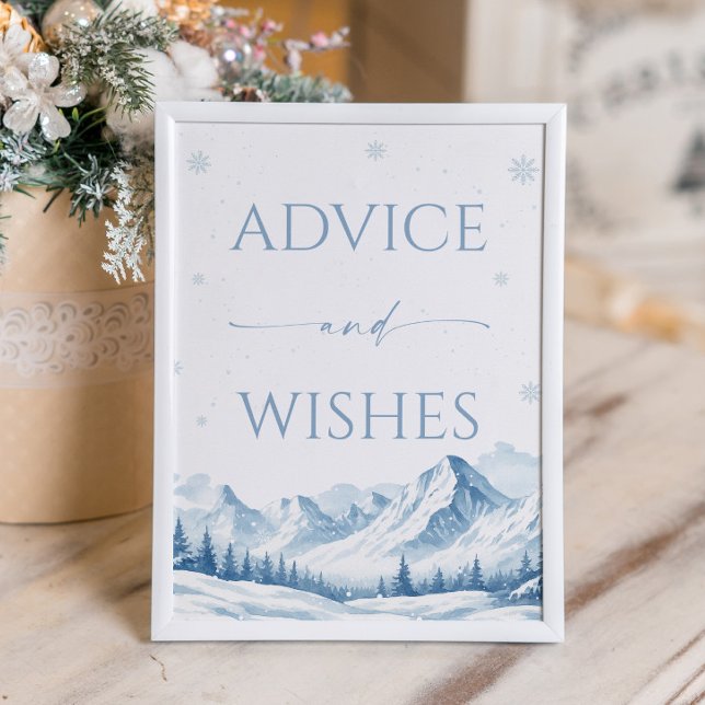Póster Blue Winter Bridal Shower Advice and Wishes (Subido por el creador)