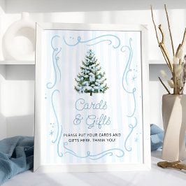 Póster Blue Winter Christmas Baby Shower Cards and Gifts