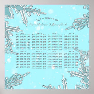 Póster Blue Winter Wonderland Snowflakes Wedding Seating