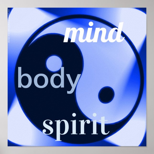 Póster Blue Yin Yang Art Zen Salud holística (Frente)
