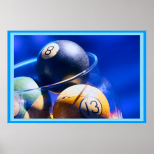 Póster Blueball Billiards Art