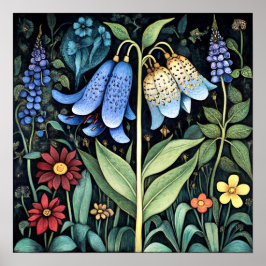 Póster Bluebell Whimsical Painting Art Print