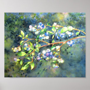 Póster Blueberries, fruta romántica