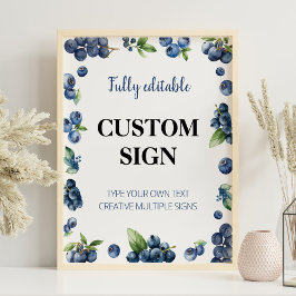 Póster Blueberry Berry Sweet Primer Rótulo Personalizado