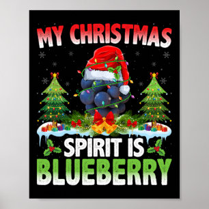 Póster Blueberry con sombrero Santa - Espíritu de Navidad