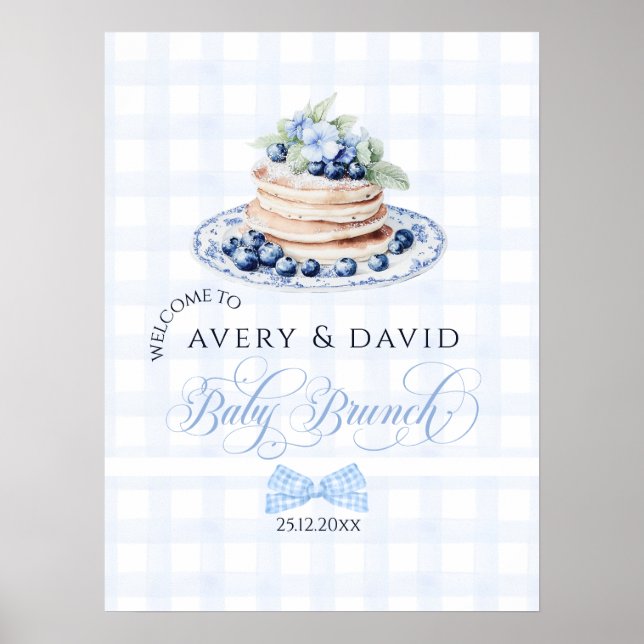Póster Blueberry Pancake Baby Brunch Baby Shower Boy (Frente)