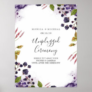 Póster Blueberry Rótulo de la ceremonia Boda desconecta