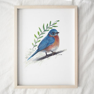 Póster Bluebird Painting Art Print