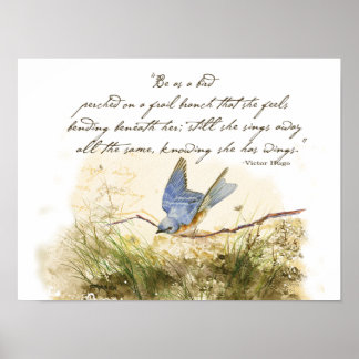 Póster Bluebird sobre el poema Inspirador de la rama Vict