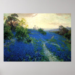 Póster Bluebonnet Field, pintura de Julian Onderdonk