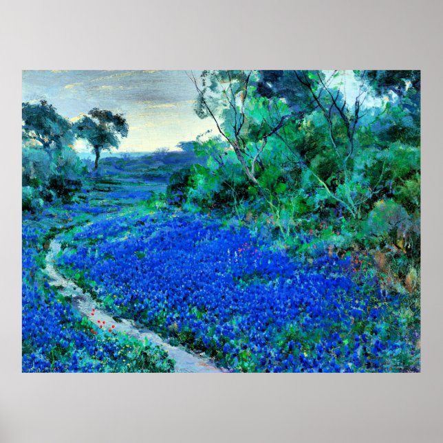 Póster Bluebonnets en la mañana neblina (Frente)