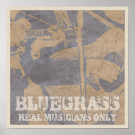 Póster Bluegrass Music Real Musicians Only Distressed