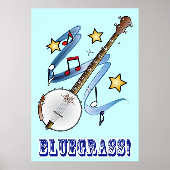 Póster Bluegrass Music with Banjo (Frente)