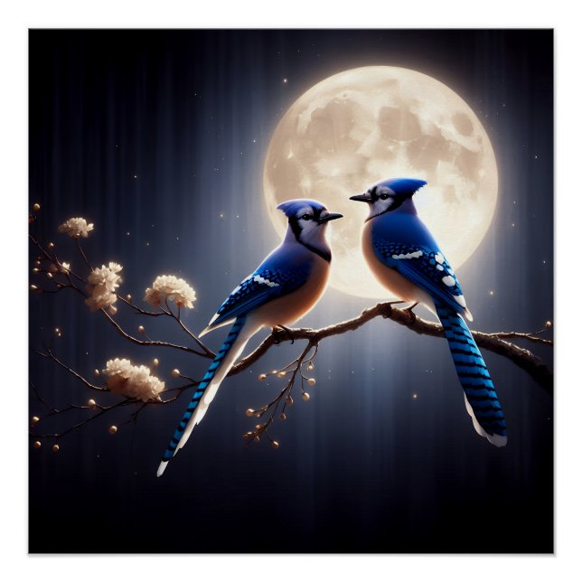 Póster Bluejay Whisper – Tranquil Forest Songbird Art (Anverso)