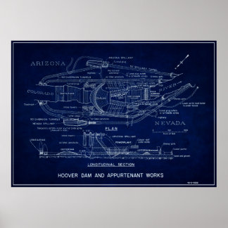 PÓSTER BLUEPRINT DE LAS 1935 HOOVER DAM