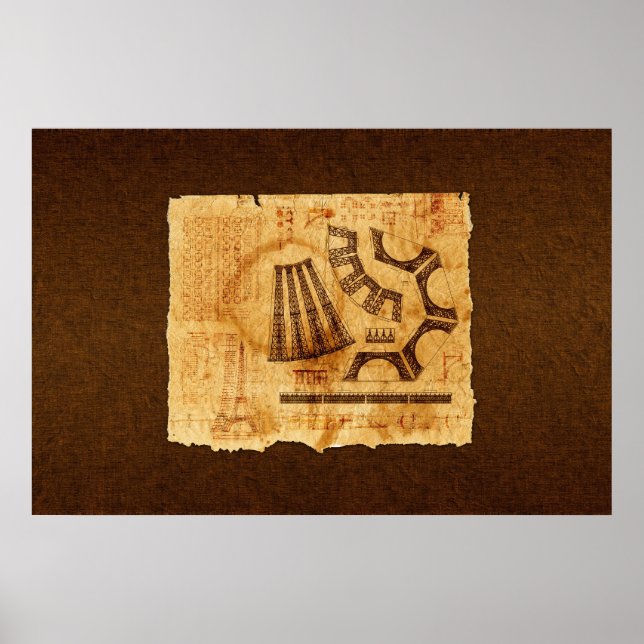 Póster Blueprints de la Torre Eiffel (Frente)