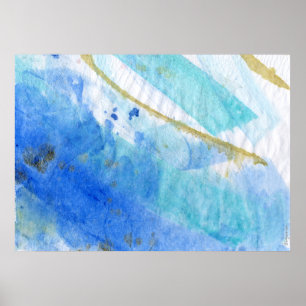 Póster Blues 005 Abstract Watercolor Papel texturado