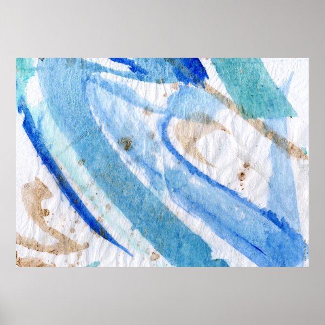 Póster Blues 006 Abstract Watercolor Papel texturado (Frente)