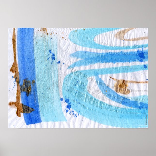 Póster Blues 018 Abstract Watercolor Papel texturado (Frente)