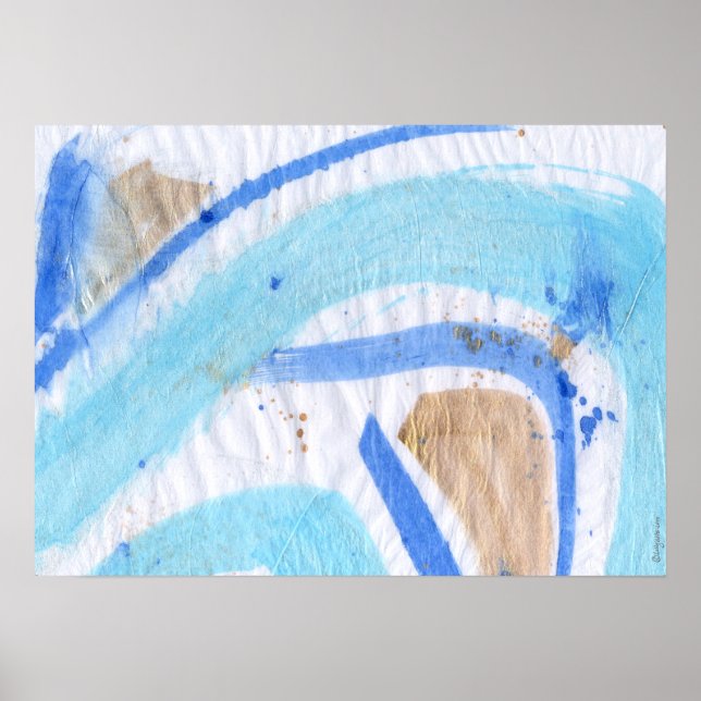 Póster Blues 019 Abstract Watercolor Papel texturado (Frente)