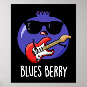 Póster Blues Berry Funny Fruit Pun Dark BG