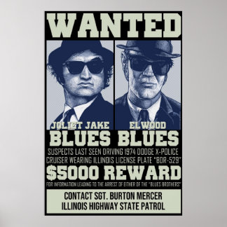Póster Blues Brothers Wanted