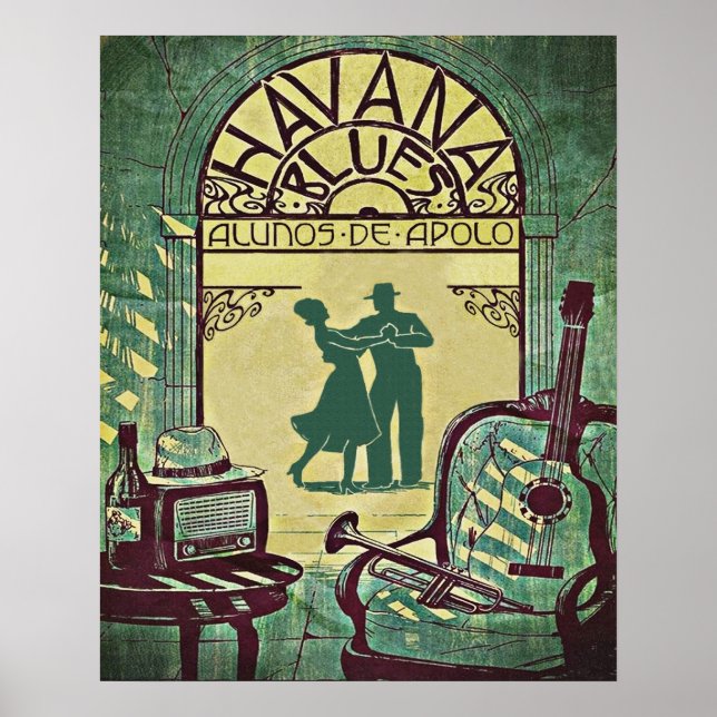 Póster Blues de La Habana, pareja de bailarines, fiesta,  (Frente)