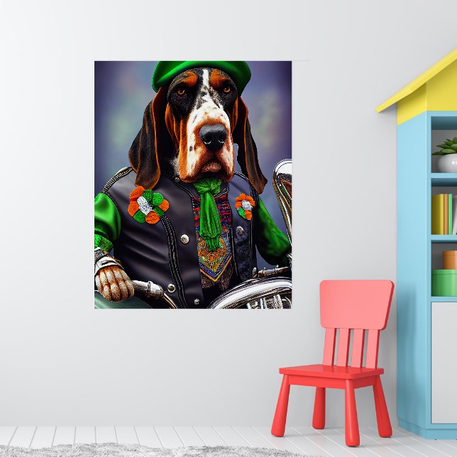 Póster Bluetick Coonhound conduciendo bicicleta el día de (Guardería 1)