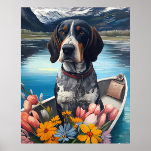 Póster Bluetick Coonhound en una paleta: Una aventura esc