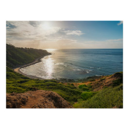 Póster Bluff Cove Coastal Sunset – Ocean Landscape Print
