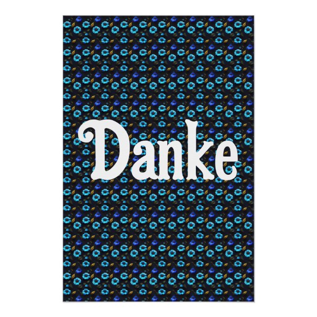 Póster Blumenmuster blaue Blüten (Anverso)