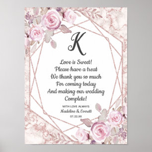 Póster Blush Marble Geometric Love is Sweet Treat Table