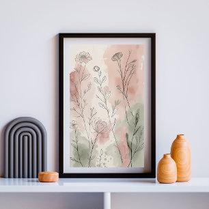 Póster Blush Meadow Botanicals Línea de Flores Silvestr