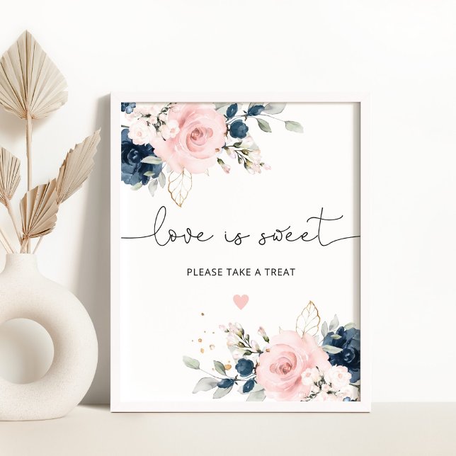 Póster Blush navy floral Love is sweet Poster (Subido por el creador)