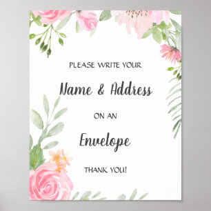 Póster Blush Peonies Baby Shower Address Envelope